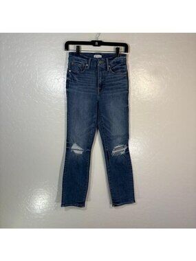 Good American Good Legs Jeans Womens 0/25 Blue Skinny Distressed 26x27.5 Denim